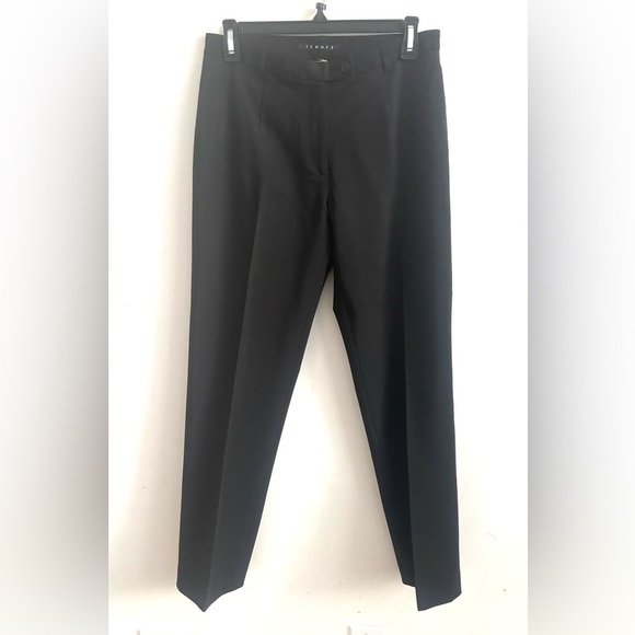 Theory mid rise straight leg black belt loop career Dress pants 8 - Picture 1 of 4